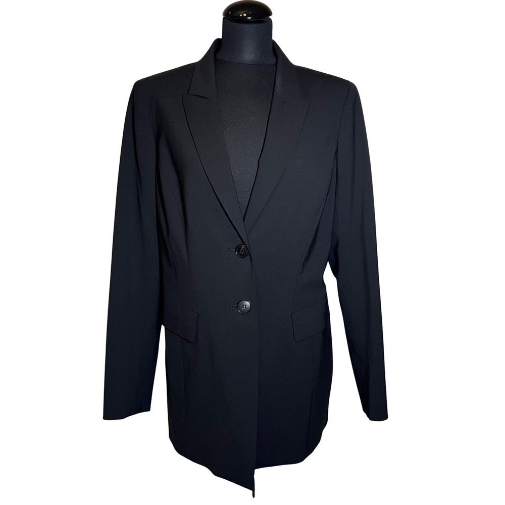 Lafayette 148 New York Virgin Wool Blend Blazer in Black, Women's US Size 12